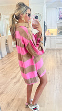Pink and Mocha Wide Striped Oversized Dress