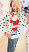 Queen of Sparkle Green Polka Dot Santa Sweater