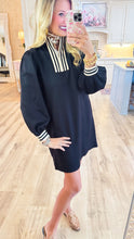Black Stripe Contrast Detail Dress