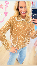 Deer Print Oversized Collar Cardigan