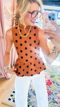 Camel Polka Dot Sleeveless Sweater Top