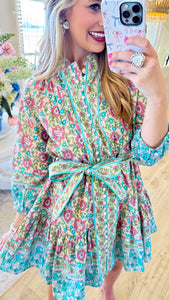 Uncle Frank Many Buttons Block Print Dress