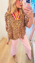 Leopard Contrast Dolman Sleeve Top