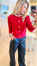 Red Stone Knit Cardigan