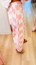 Pink Checkered Print Barrel Pants