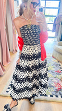 Abstract Cream and Black Polka Dot Sleeveless Midi Dress