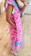 Pink Floral Flutter Sleeve Midi Dress