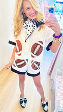 Queen of Sparkles Football Sequin Button Down Top