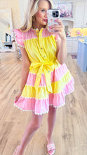Pink and Yellow Colorblock Dress