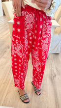 Red Bandana French Terry Barrel Pants