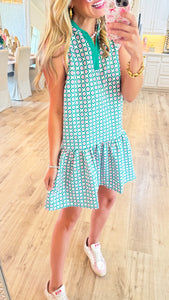 Green and Pink Printed Dress
