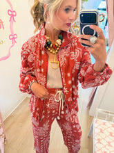 Red Paisley Print Bomber Jacket
