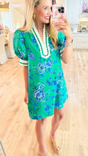 Green Floral Printed Mini Dress