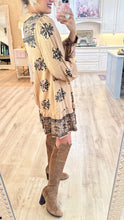 Khaki Border Printed Challis Shirt Dress