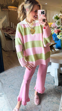 Pink and Green Stripe Knit Sweater