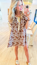 Brown Football Embroidered Mini Dress