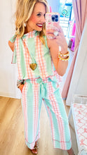 Pink Checkered Mint Stripe Pant Set