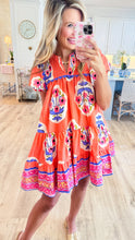 Coral Boho Print Mini Dress