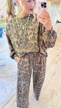 Brown Leopard Print Washed French Terry Pant Set