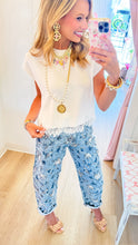 Floral Sequin Barrel Jeans