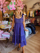 Deal of the Day Purple Smocked Contrast Piping Dress