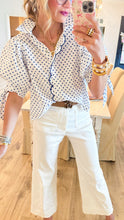 Blue Polka Dot Puff Sleeve Top