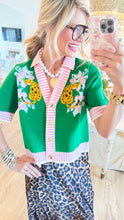 THML Green and Pink Tiger Print Cardigan