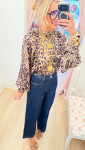 Camel Animal Print Balloon Sleeve Top