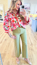 Olive High Waisted Wide Leg Pant