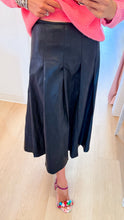Black Pleated Leather Skirt