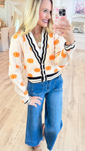 Oatmeal and Orange Pumpkin Knitted Cardigan