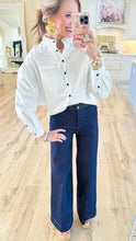 Dark Denim Contrast Stitch Wide Leg Jeans