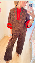 Brown Leopard Contrast Pant Set