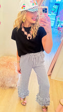 Black Gingham Layered Ruffle Hem Pants