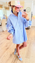 Cornflower Blue Balloon Shirt Dress