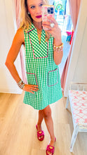 Green Check Print Sleeveless Mini Dress