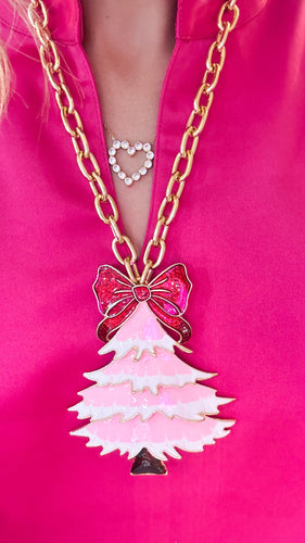 Pink and Gold Statement Holiday Necklace