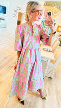 Green and Pink Garden District Dress