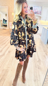 Black Multi Horse Print Mini Dress