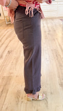 Brown Solid Ruffle Hem Pants