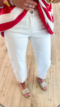 White Risen Barrel Jeans