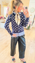 Navy Polka Dot Sweater Cardigan