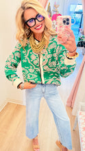Green Paisley Knit Sweater Cardigan