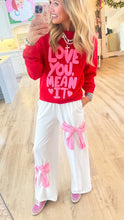 White and Pink Bow Patch Pants
