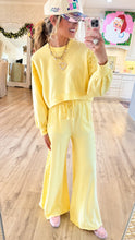 Yellow Eyelet Sweatshirt Wide Leg Set