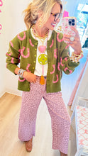 RESTOCK Olive and Pink Horseshoe Cardigan