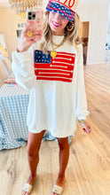White American Flag Patchwork Sweatshirt Dress