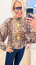 Camel Animal Print Balloon Sleeve Top
