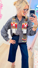 Queen of Sparkle Navy Plaid Nutcracker Top