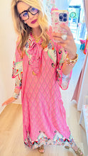 Pink Tellis Leaf Print Lounge Maxi Dress